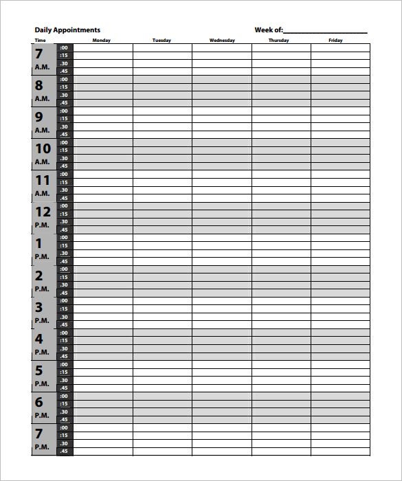 free printable appointment sheets | room surf