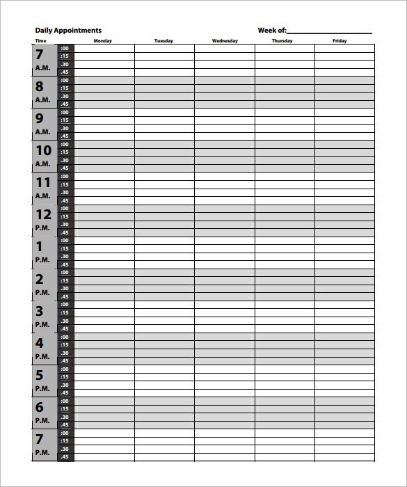 Free Printable Appointment Sheets | Room Surf