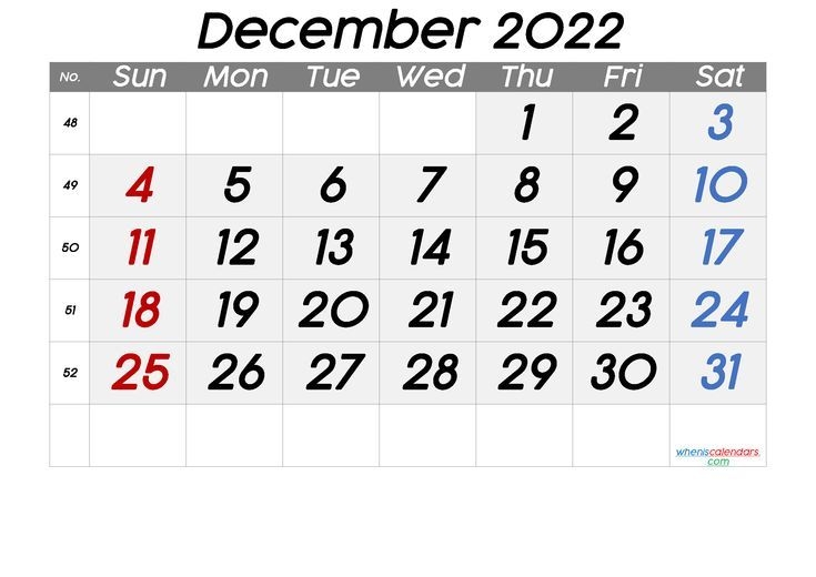 Free Printable Calendar 2022 December 6 Templates