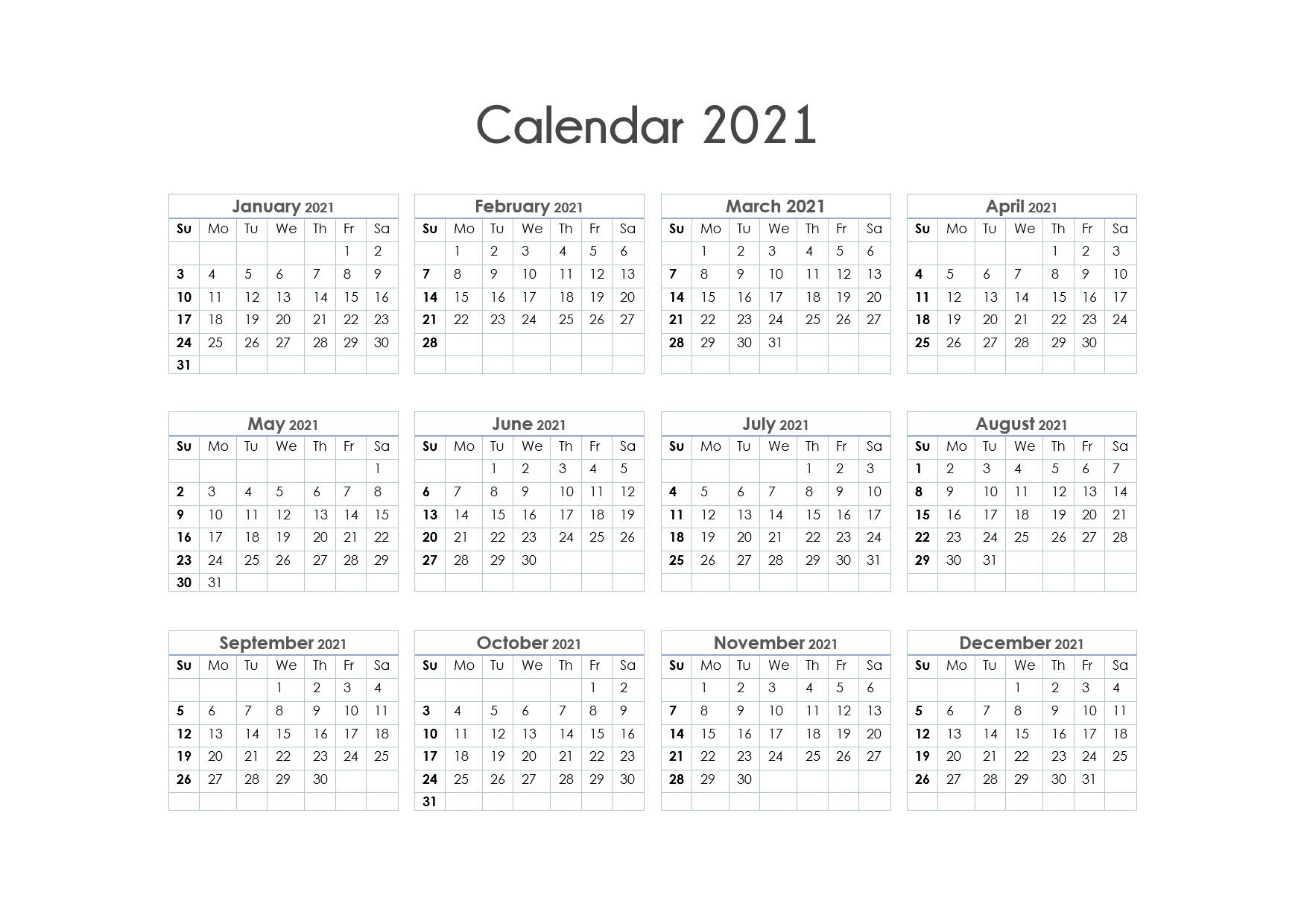 free printable calendar year 2021 | month calendar printable