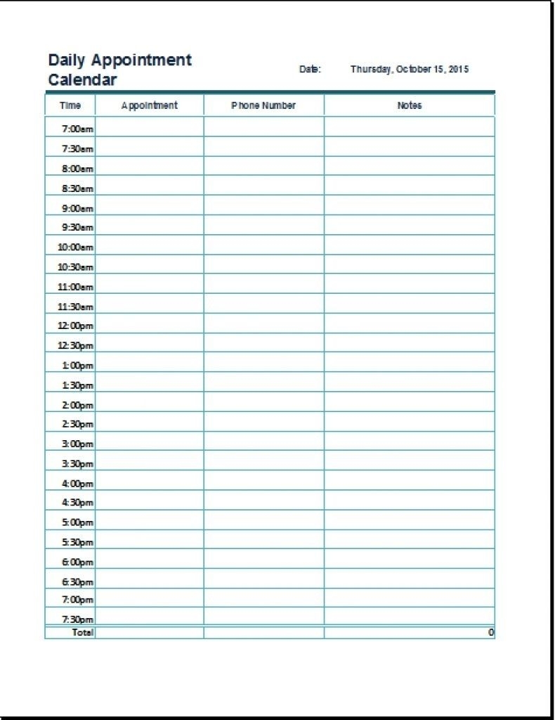 free printable daily calendar 15 minute increments | month