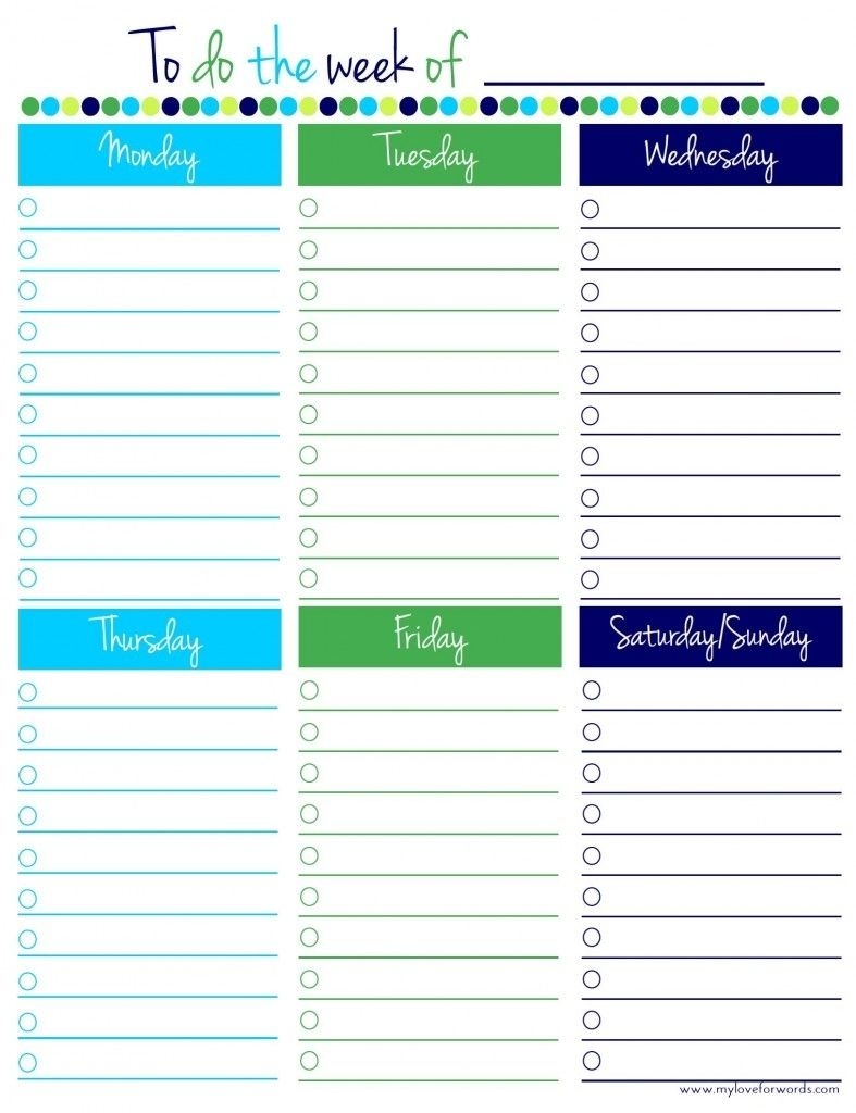 free printable daily to do checklist monday through friday