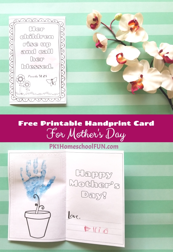 free printable handprint mothers day card pk1homeschoolfun