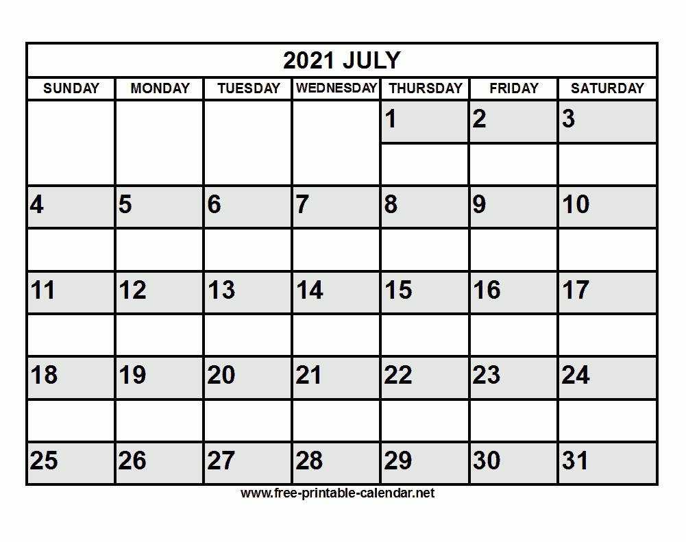 free printable july 2021 calendar