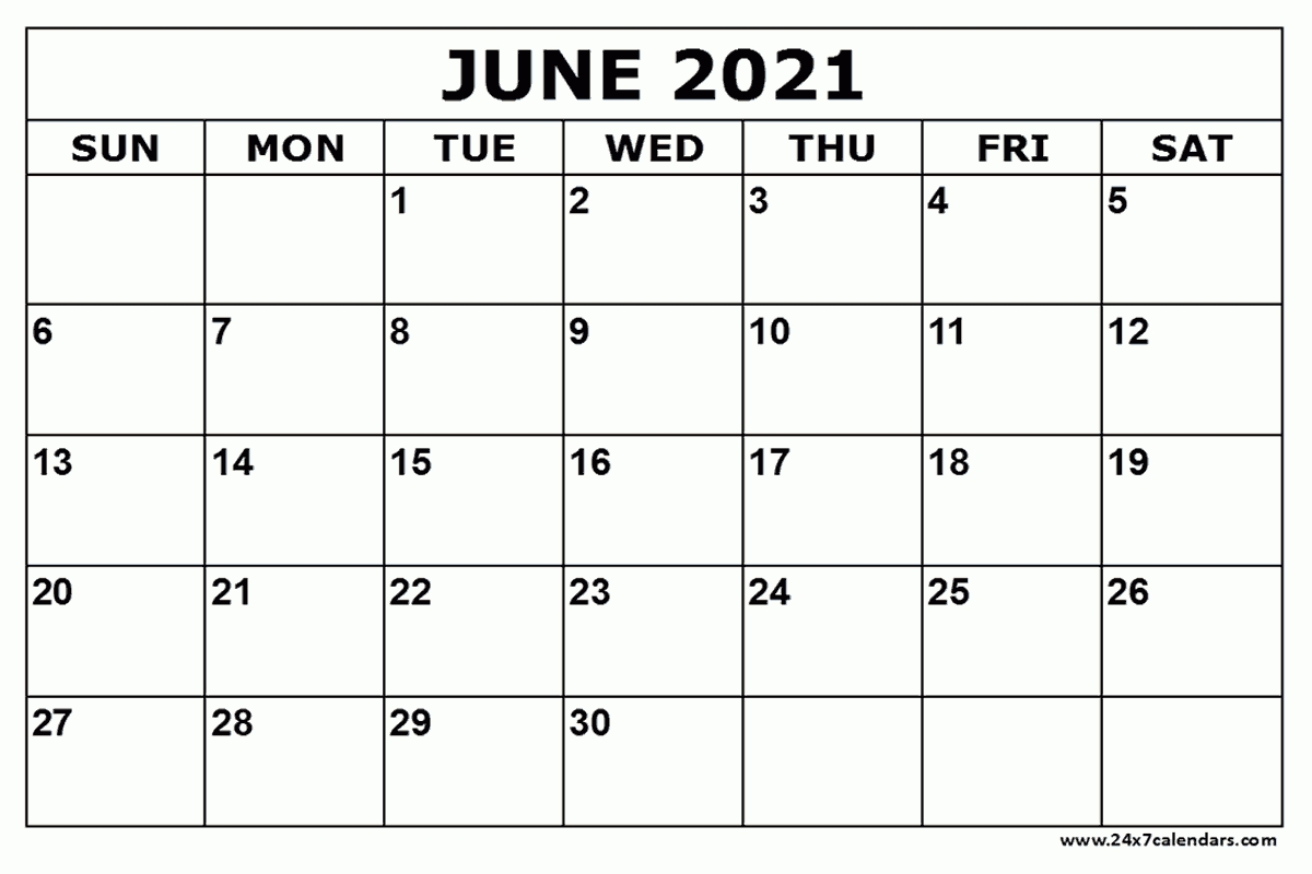 Free Printable June 2021 Calendar : 24x7calendars