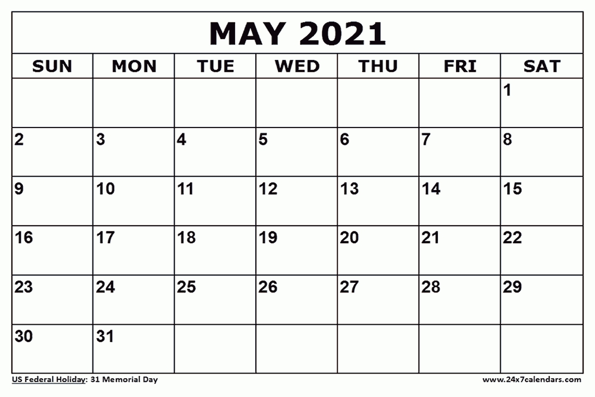 free printable may 2021 calendar : 24x7calendars