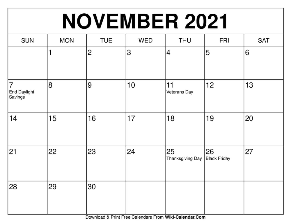 free printable november 2020 calendars in 2020 | 2021