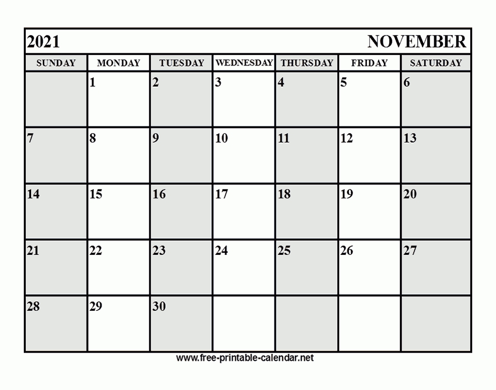 Free Printable November 2021 Calendar