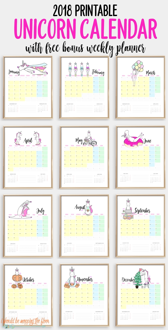 Free Printable Unicorn Calendar | Ten Free Printable