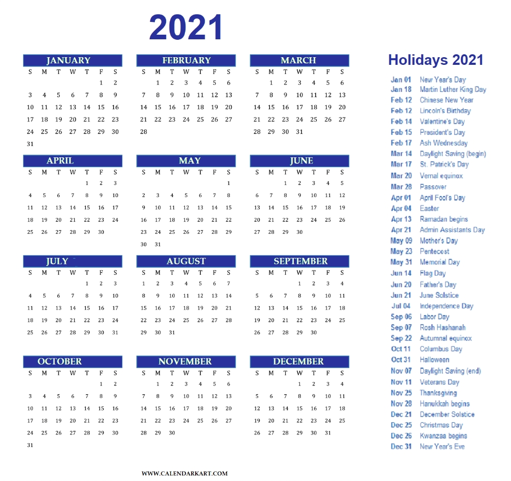 2021 Calendar Printable Year At A Glance Calendar One - vrogue.co