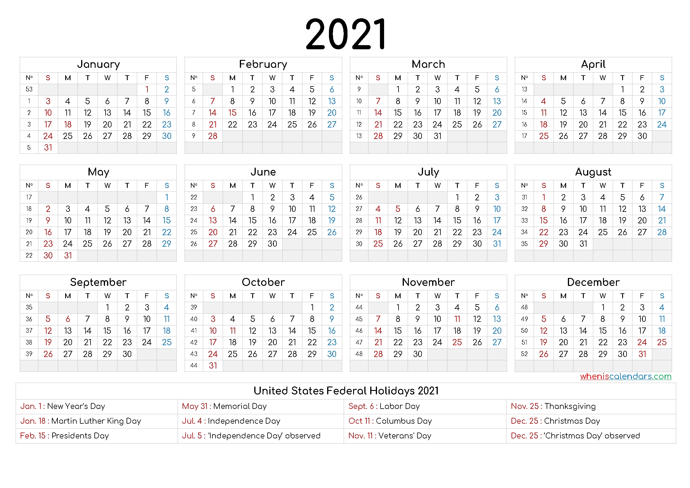 free printable yearly calendar 2021 and 2022 and further