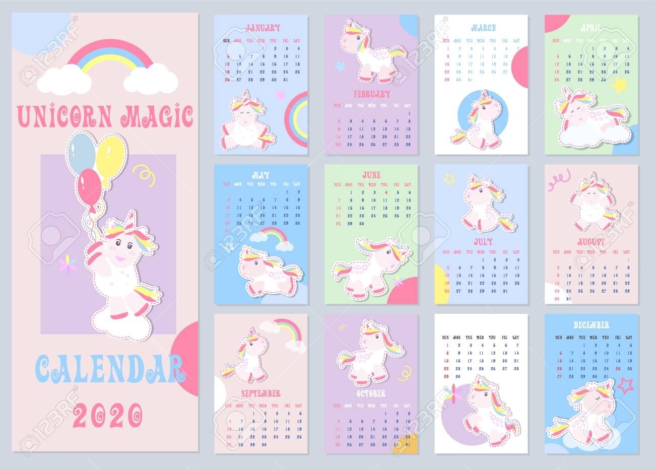 free unicorn calendar 2020 | calendar printables free