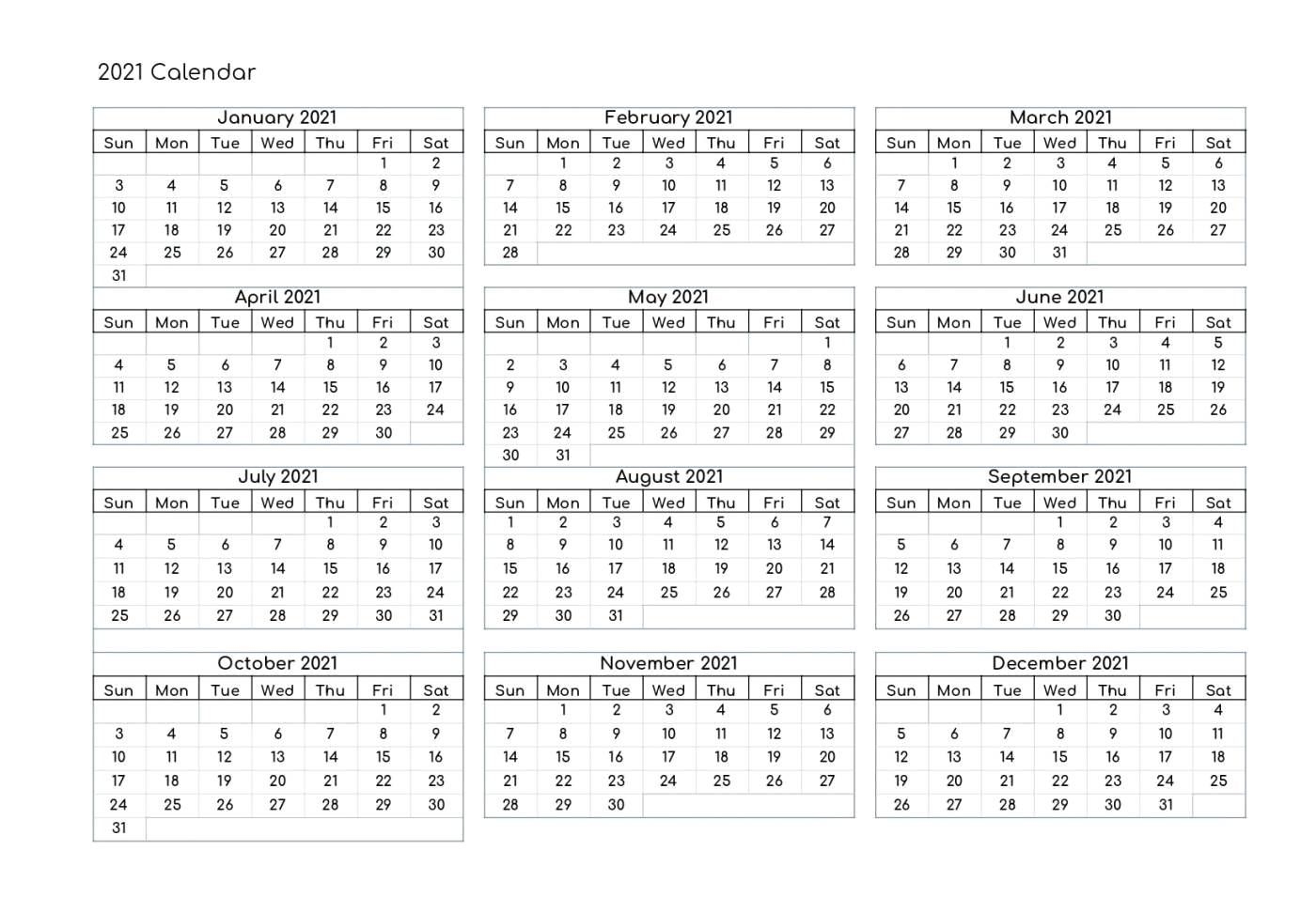 free yearly 2021 calendar printable templates calendar edu