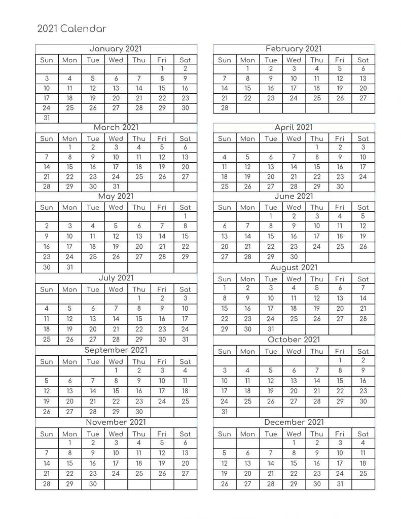 Free Yearly 2021 Calendar Printable Templates Calendar Edu