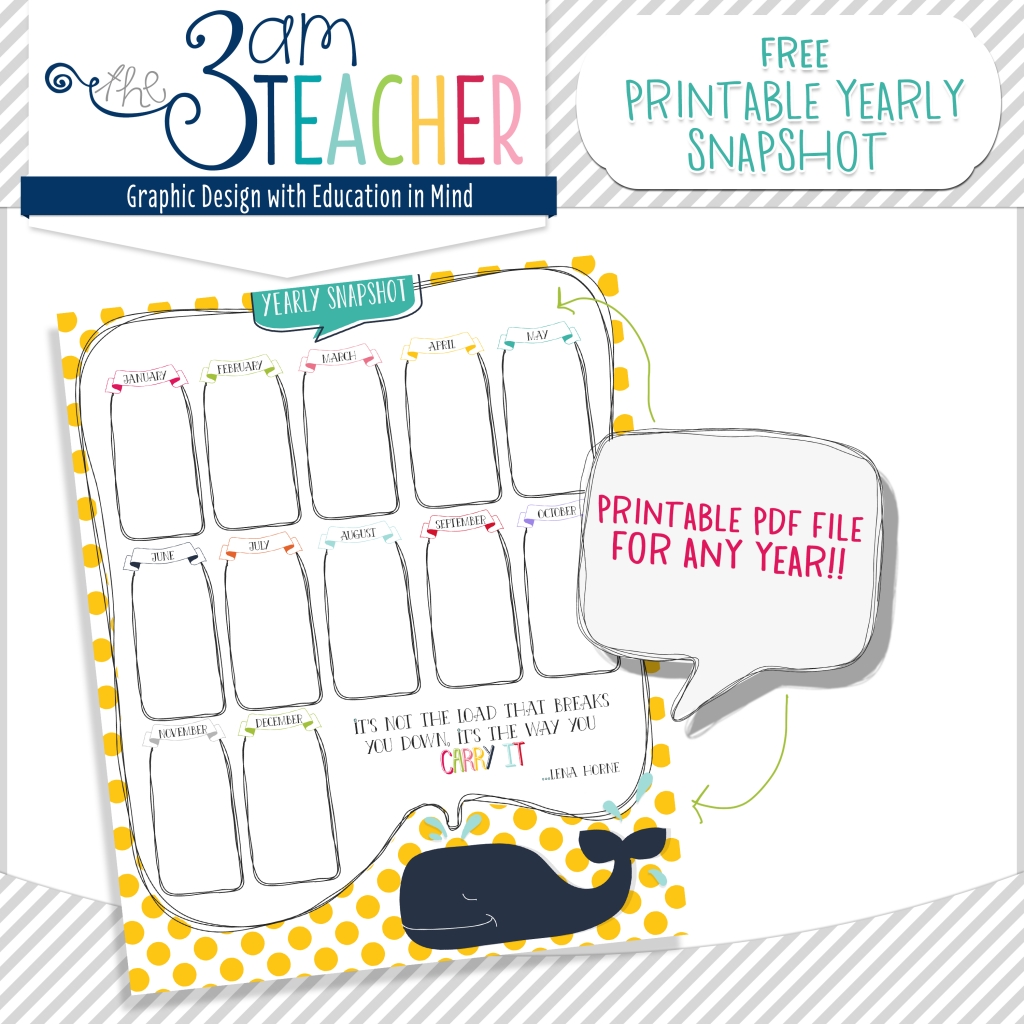 Free Yearly Snapshot Printable Calendar | Classroom