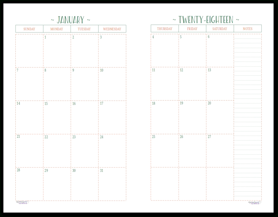 get half page free printable calender | calendar