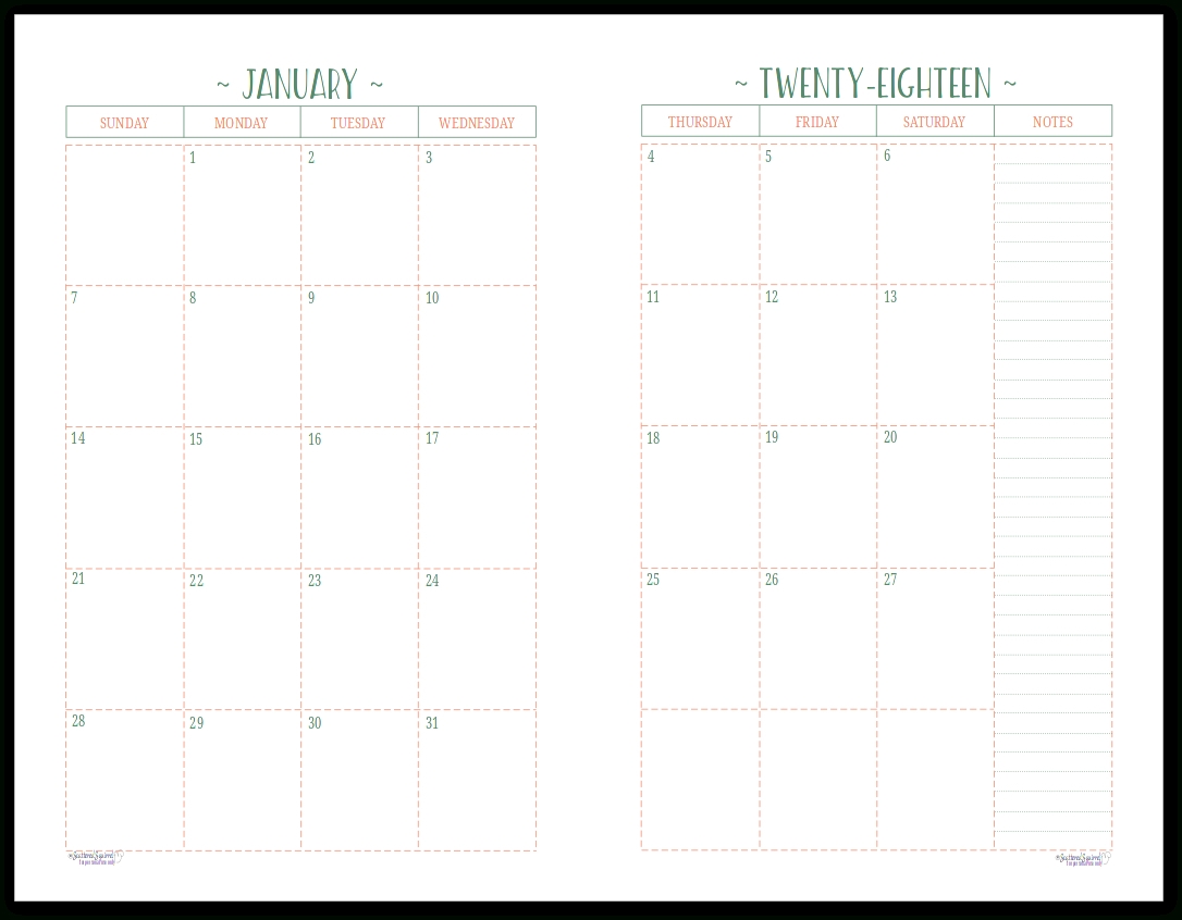 Get Half Page Free Printable Calender | Calendar