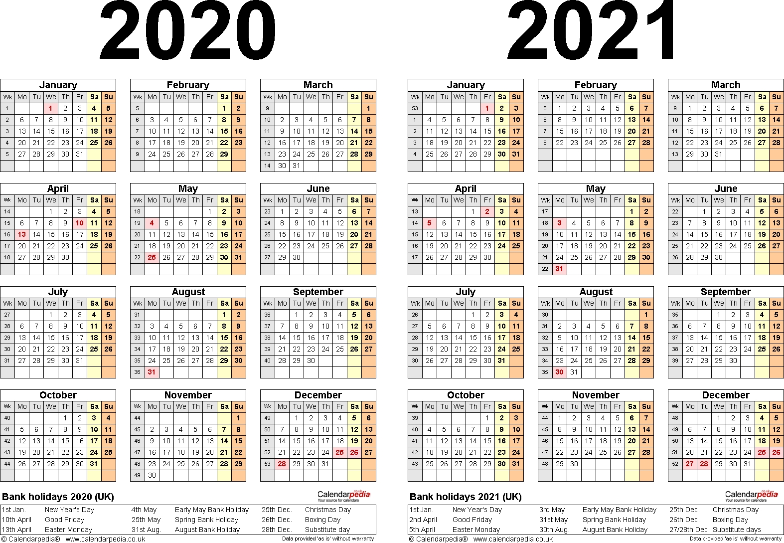 get two year calendar 2020 2021 | calendar printables free