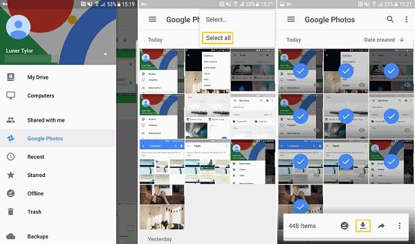 how to download google photos to android phone/computer?
