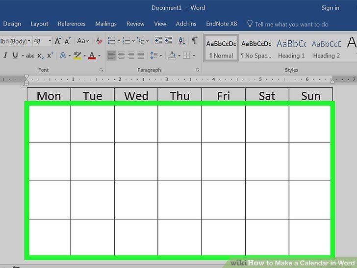How To Make A Calendar In Word (with Pictures) Wikihow