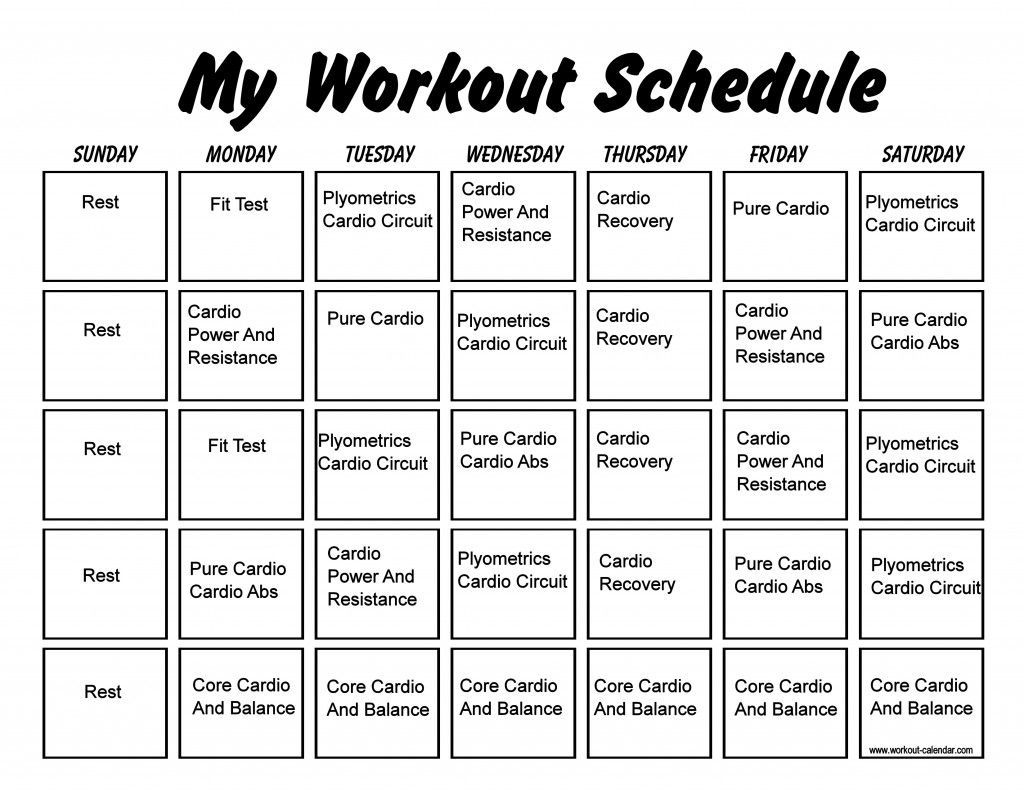 insanity month one printable | example calendar printable