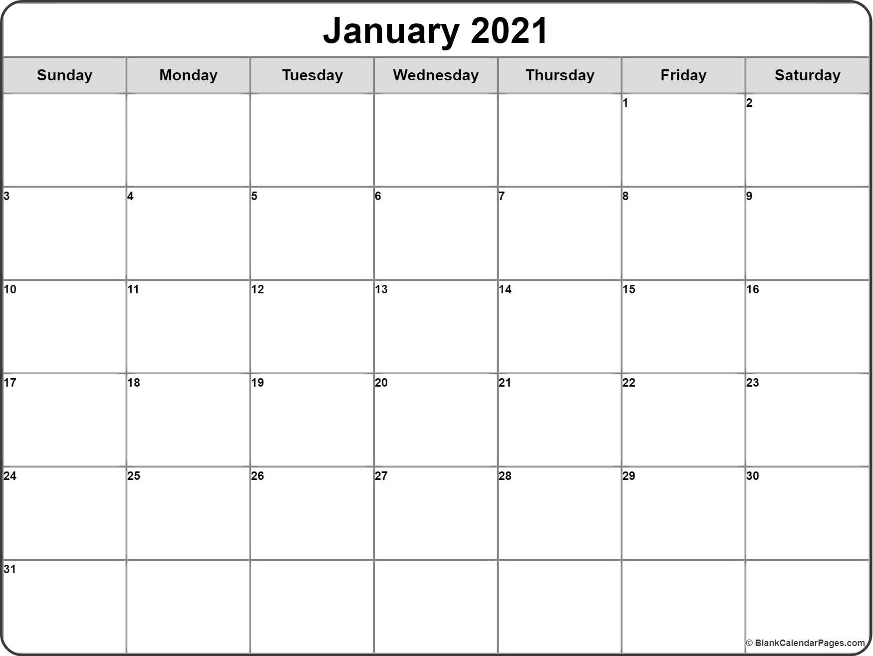 January 2021 Calendar | 56 Templates Of 2021 Printable