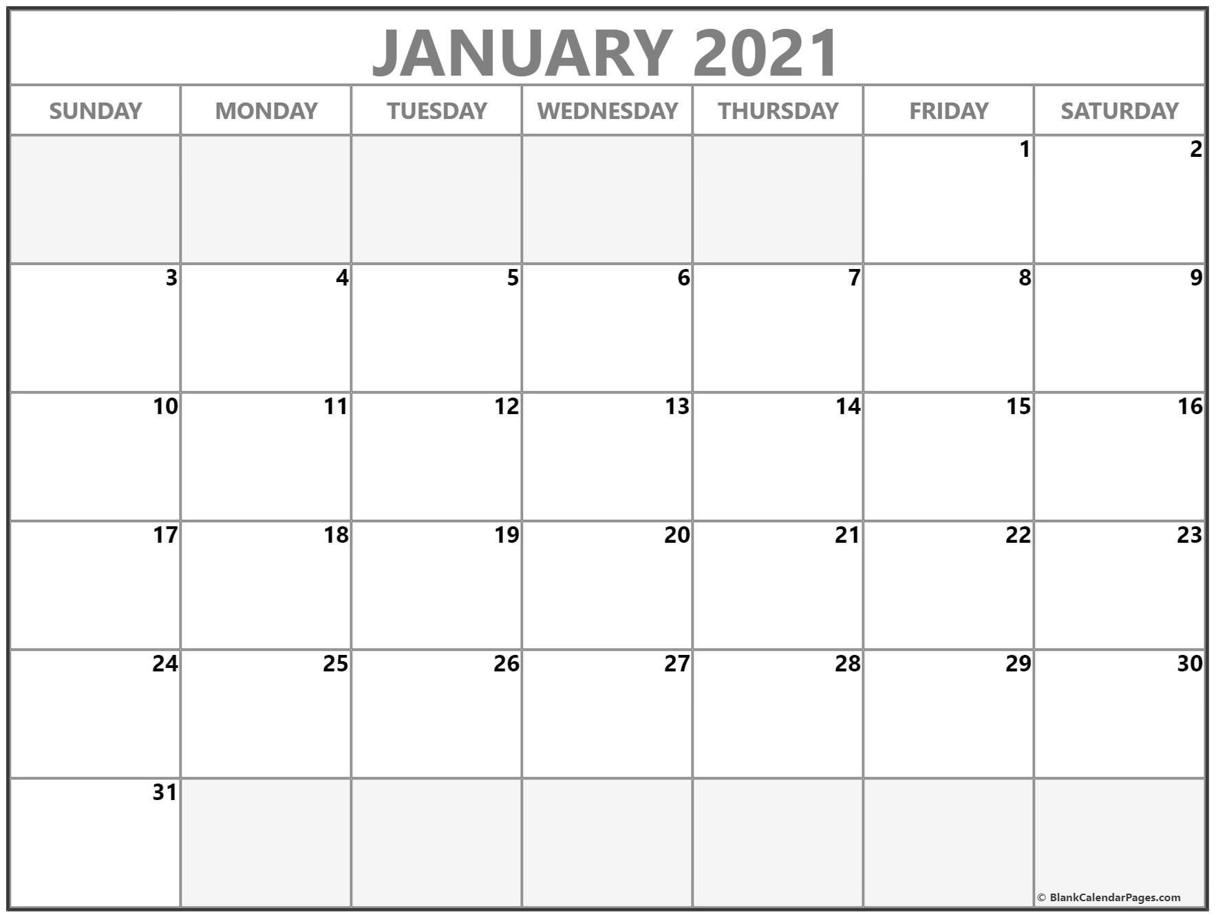 January 2021 Calendar | Free Printable Calendar Templates