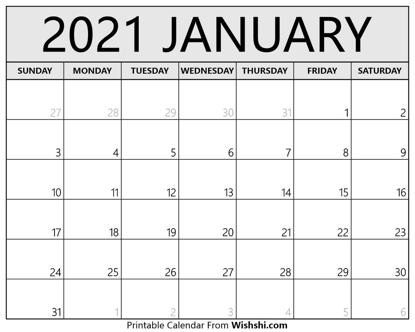 january 2021 calendar printable free printable calendars