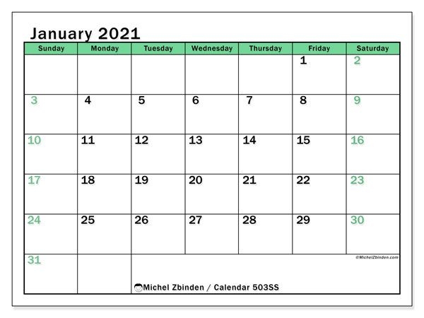 january 2021 calendars &quot;sunday saturday&quot; michel zbinden en