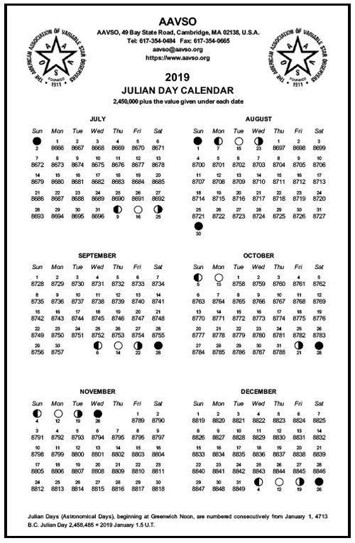 julian date (jd) calculator and calendars | aavso