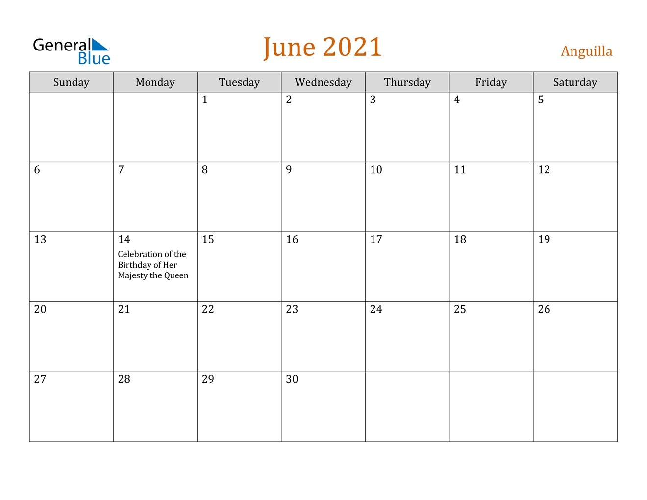 june 2021 calendar anguilla