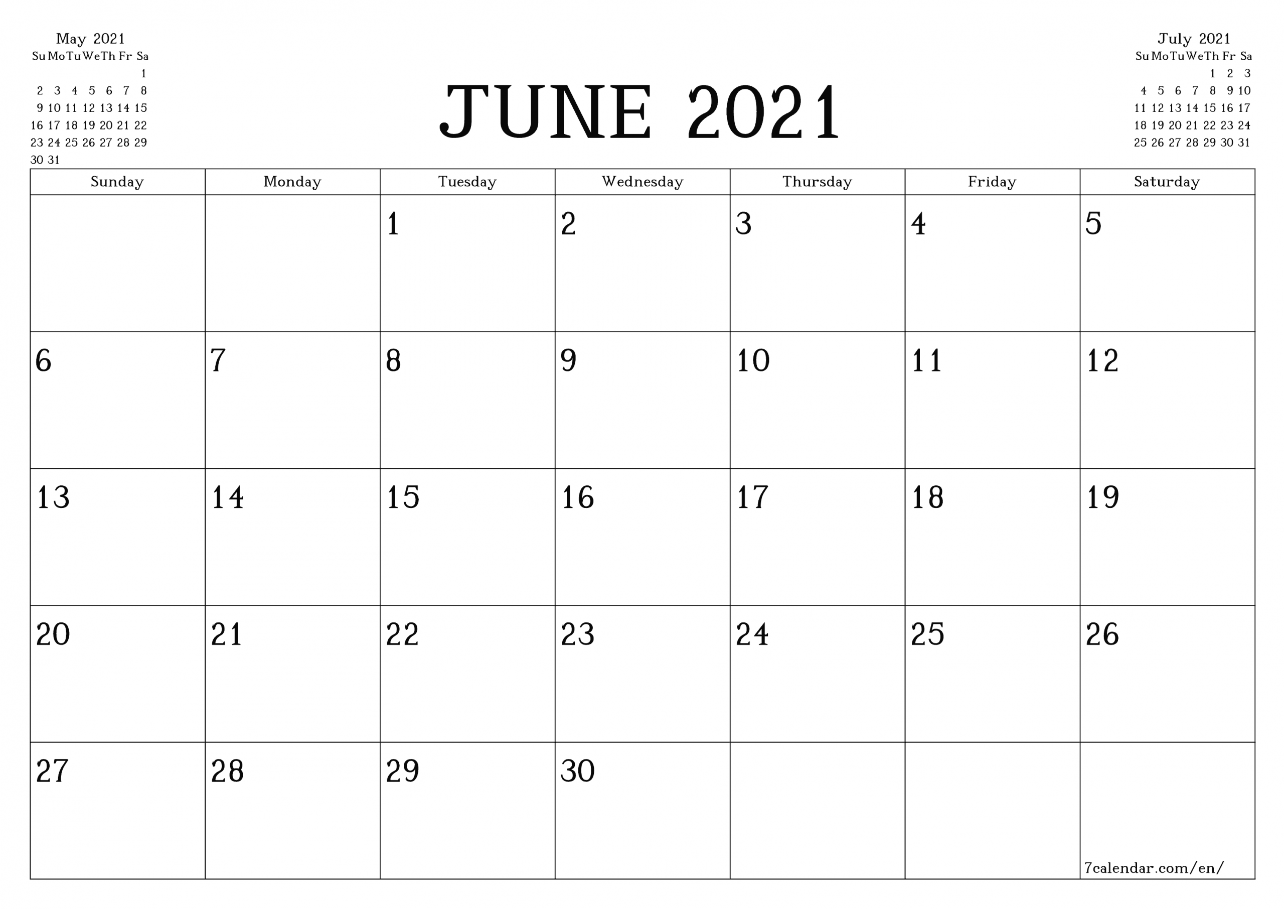 june 2021 calendar printable a4 | free printable calendar