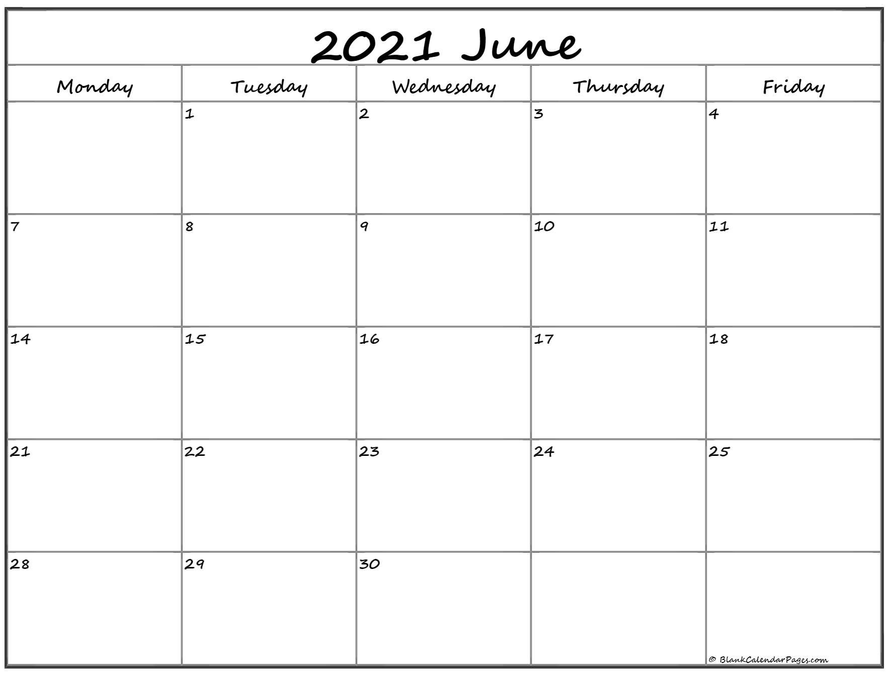 june 2021 monday calendar | monday to sunday