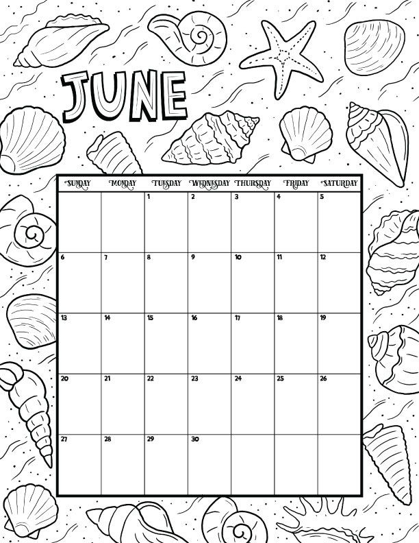 June Calendar 2021 Coloring Pages Calendar For 2021