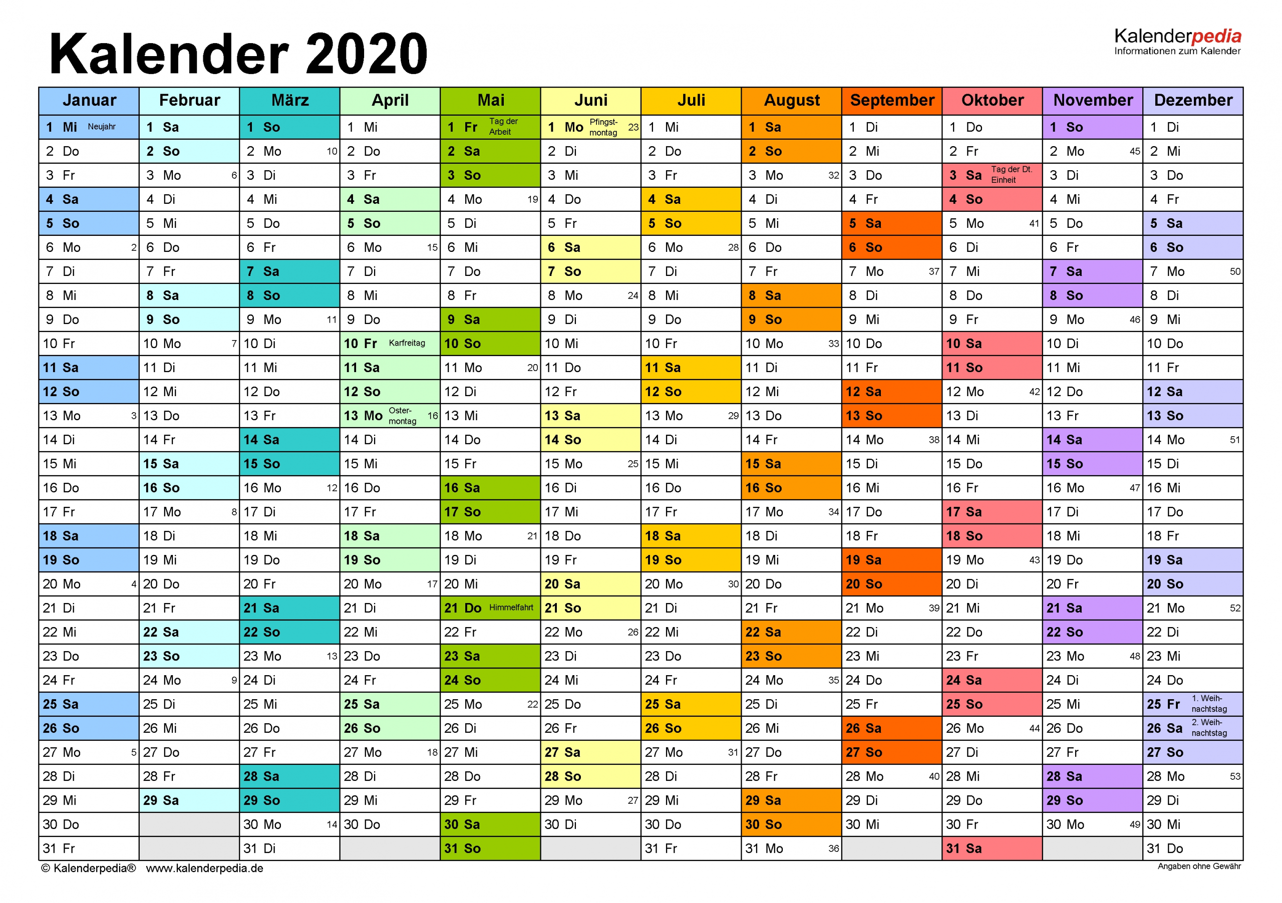 kalender 2020 zum ausdrucken in excel 19 vorlagen