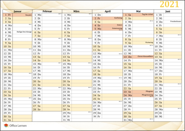 Kostenlose Kalendervorlagen 2021 Für Word Und Excel