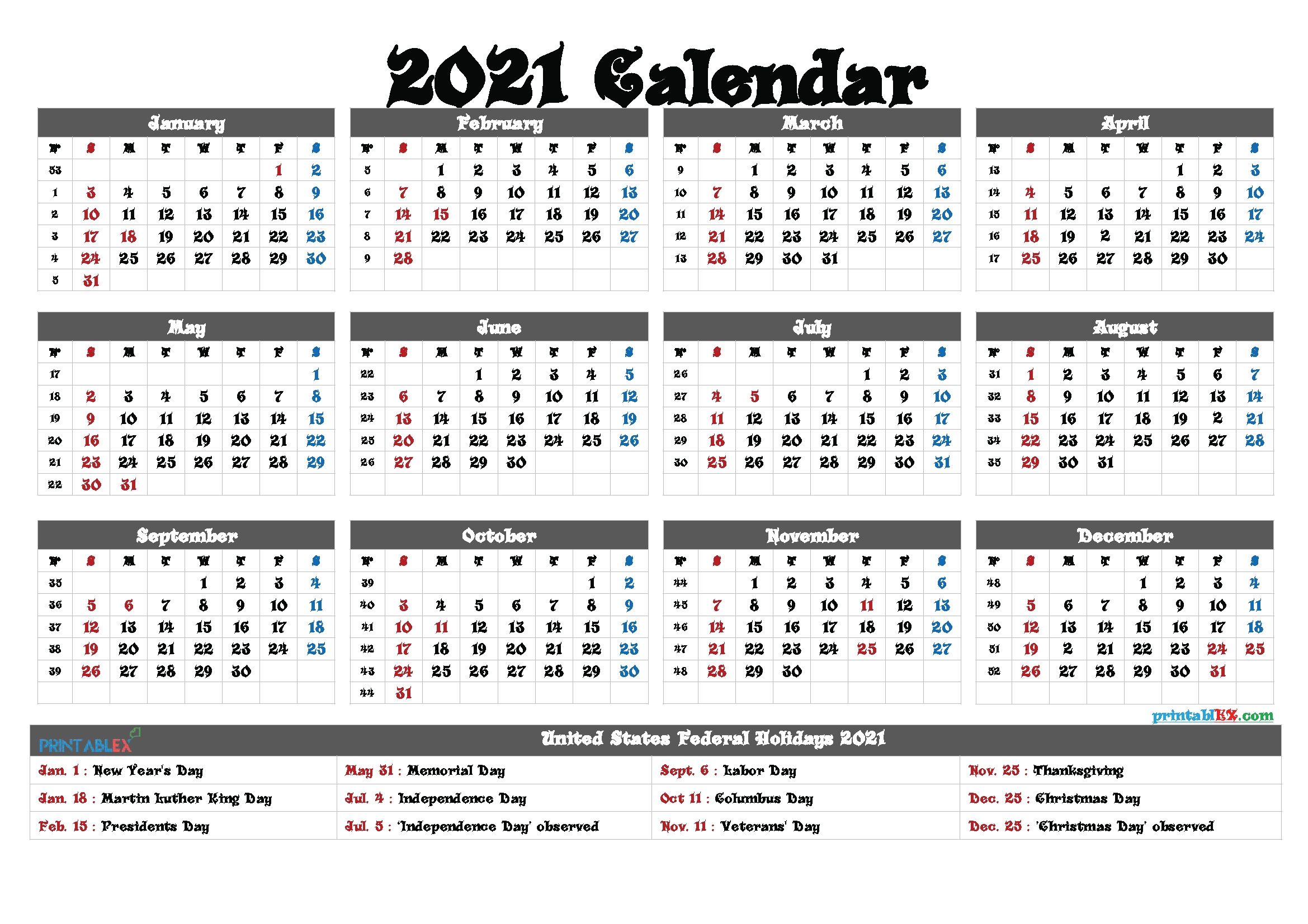 Large Number Flip Calendar 2021 | Calendar Printables Free