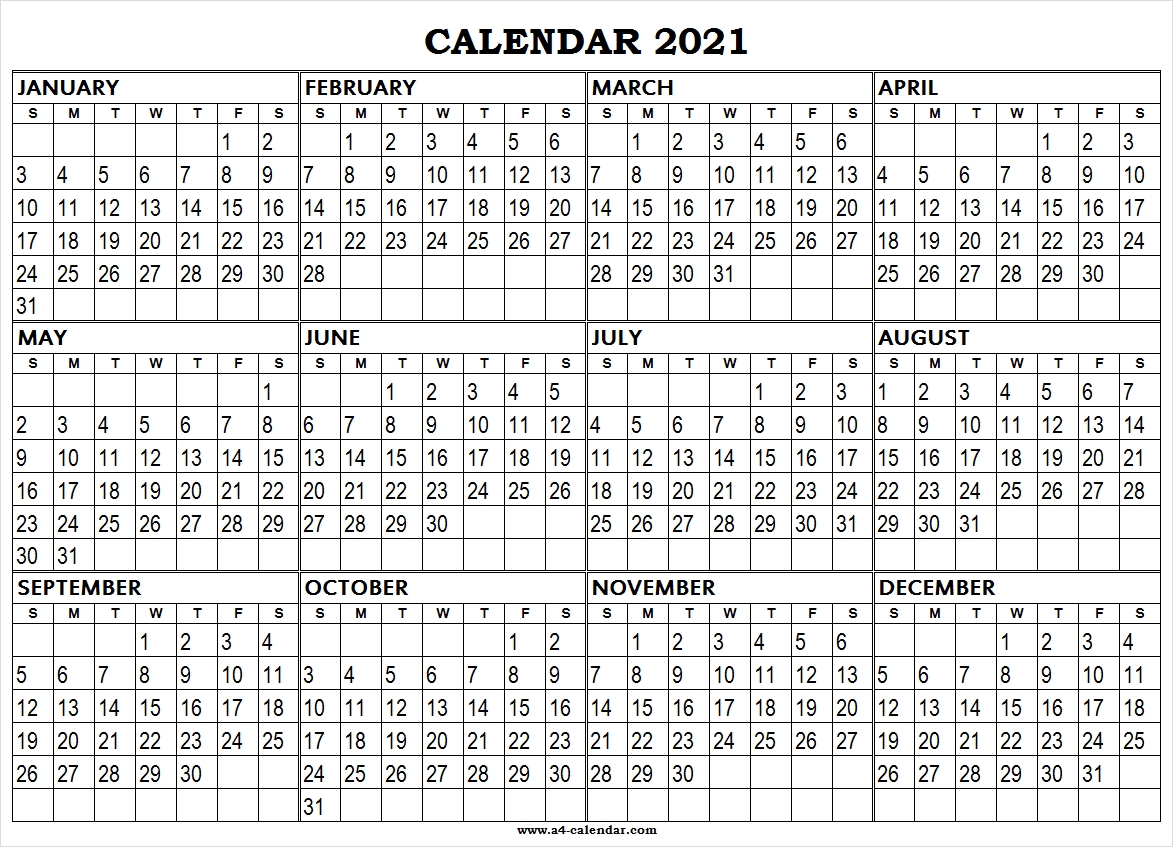 large printable 2021 calendar a4 calendar