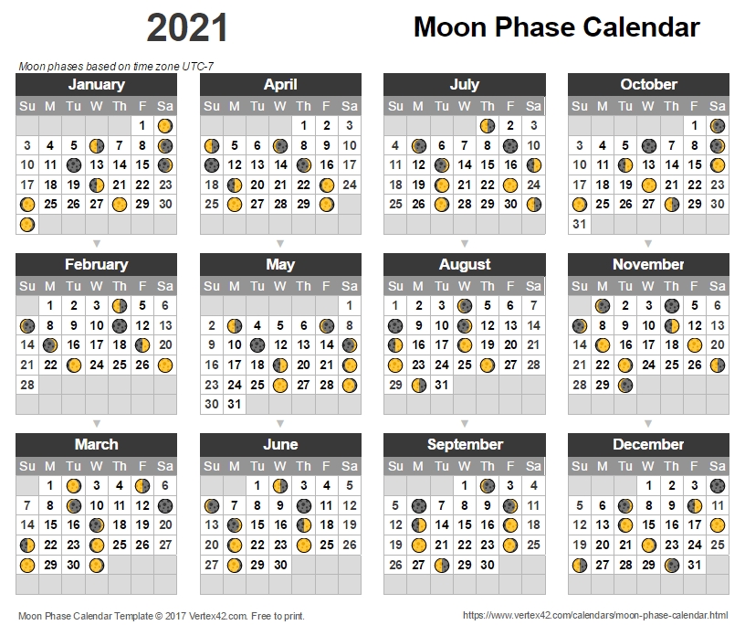 lunar calendar 2021 free / 2021 moon phases vector photo