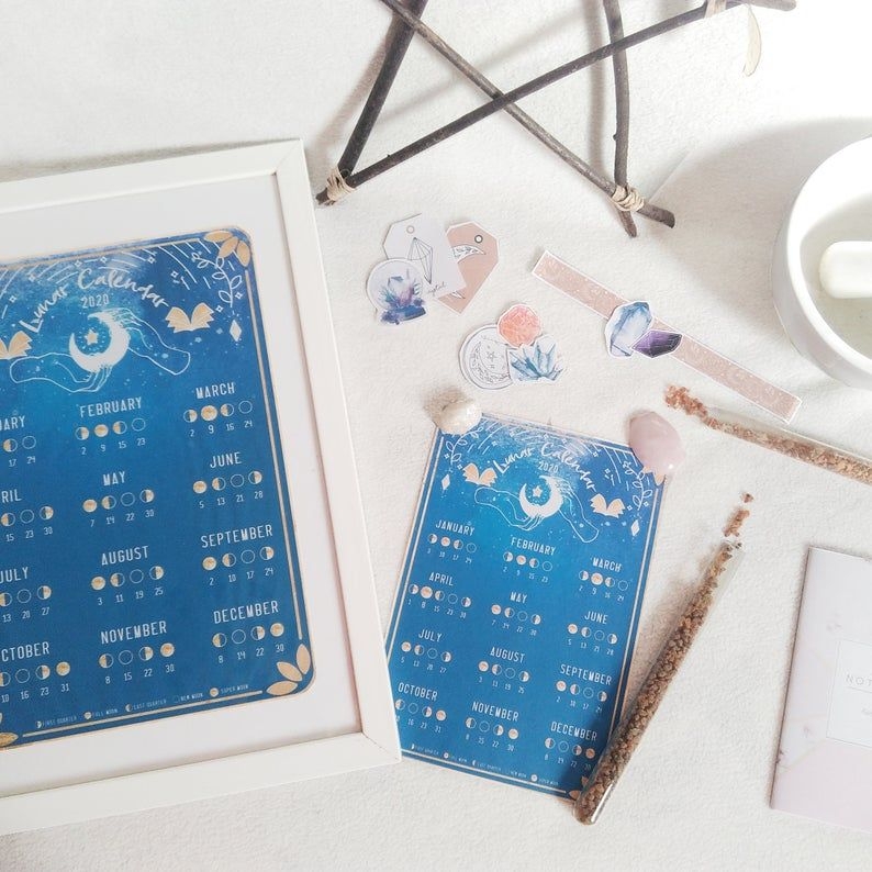 lunar calendar 2021 printable moon phases and cycles | etsy