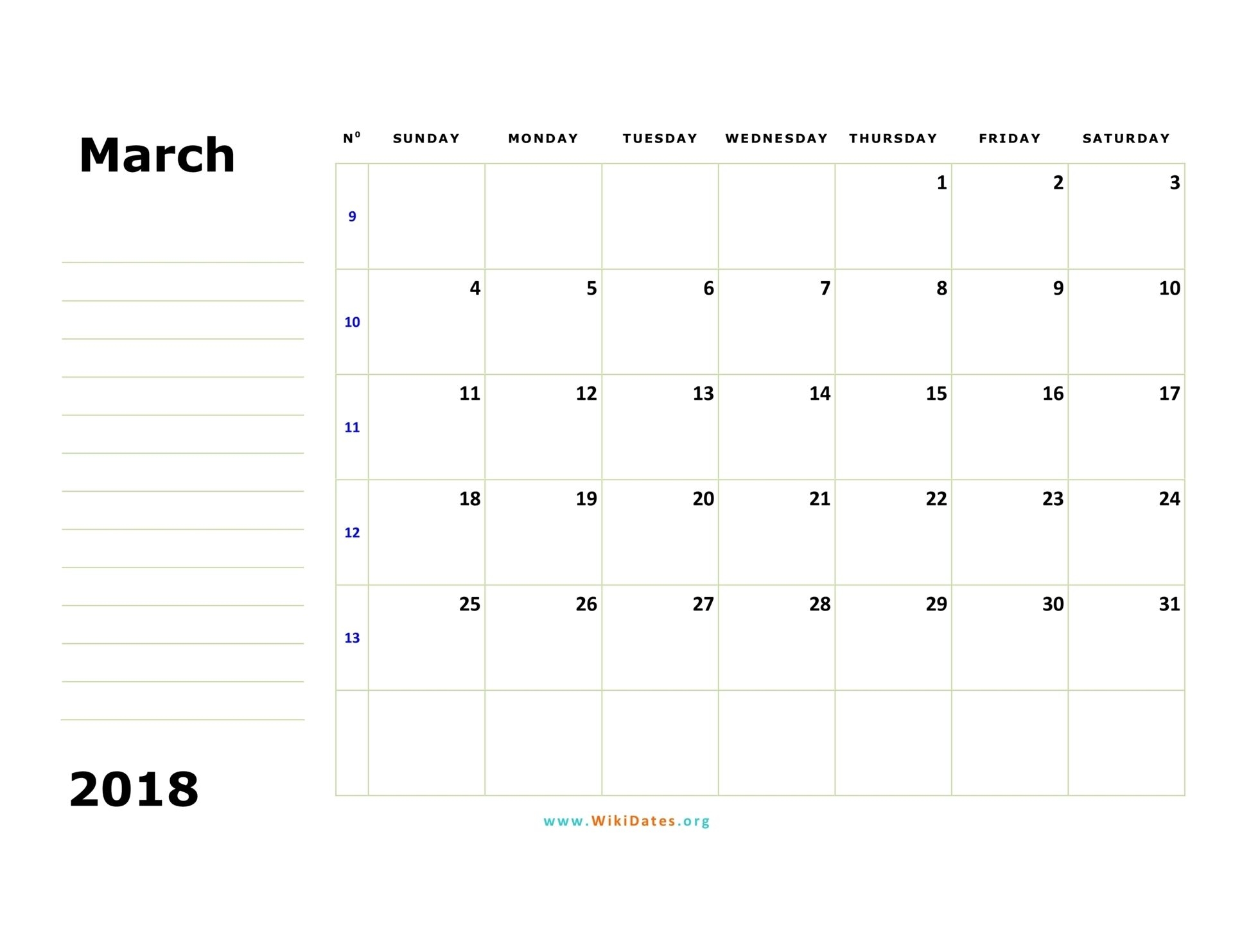 march 2018 calendar | wikidates