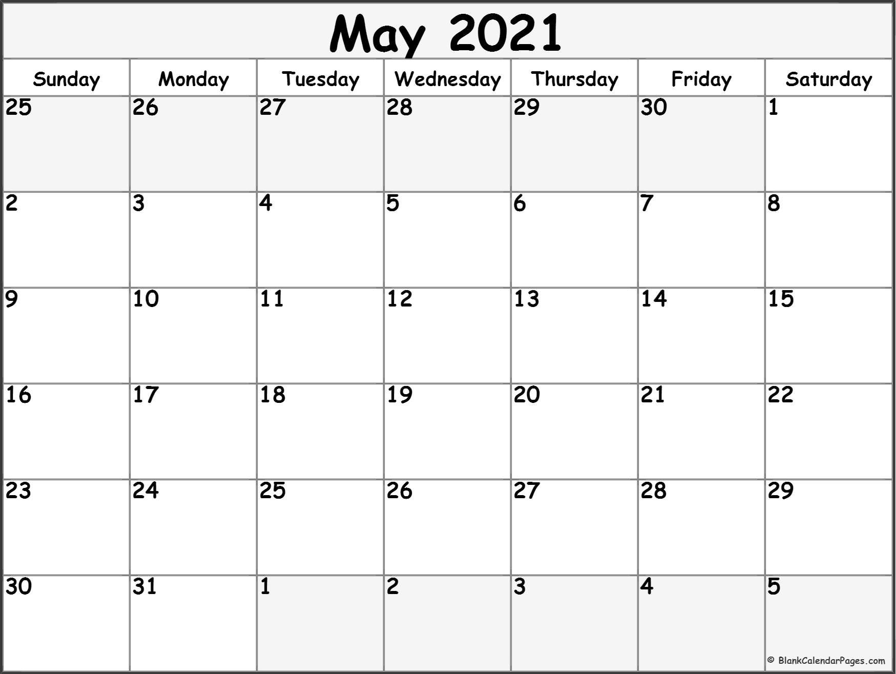 May 2021 Calendar | Free Printable Calendar Templates