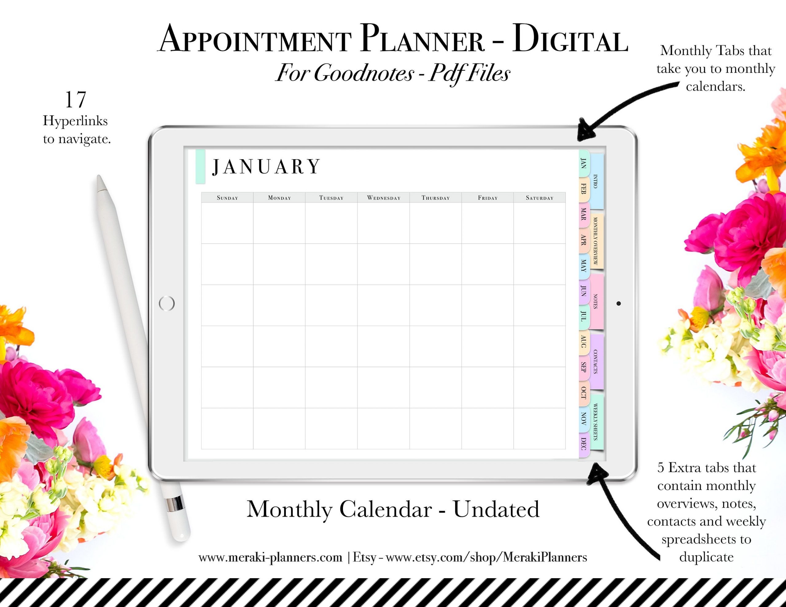 meraki planners digital undated appointment planner