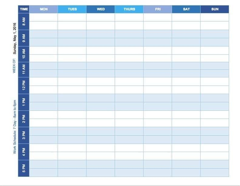 monday through friday appointment calendar | printable