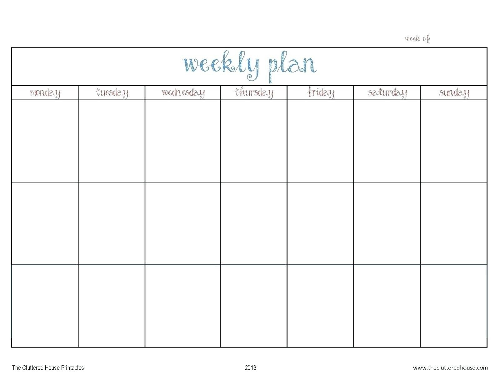 Calendar Template Monday Through Friday Monthly Example Calendar