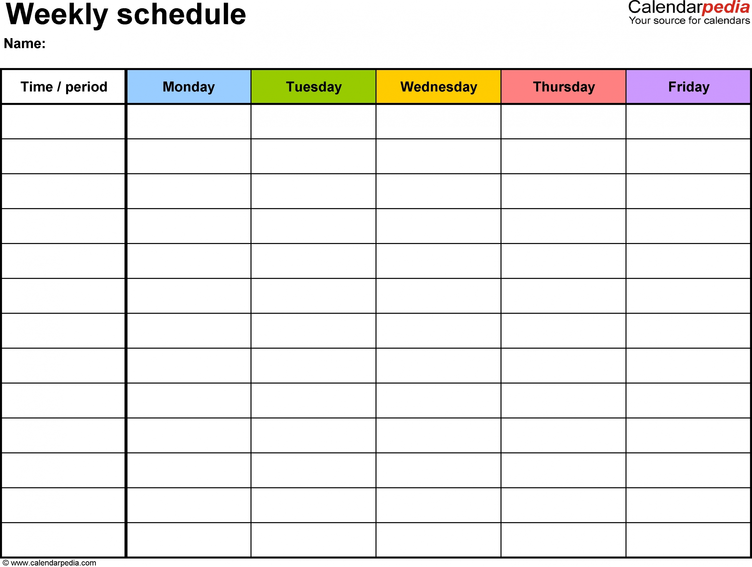 Monday To Friday Planner Template Calendar Inspiration