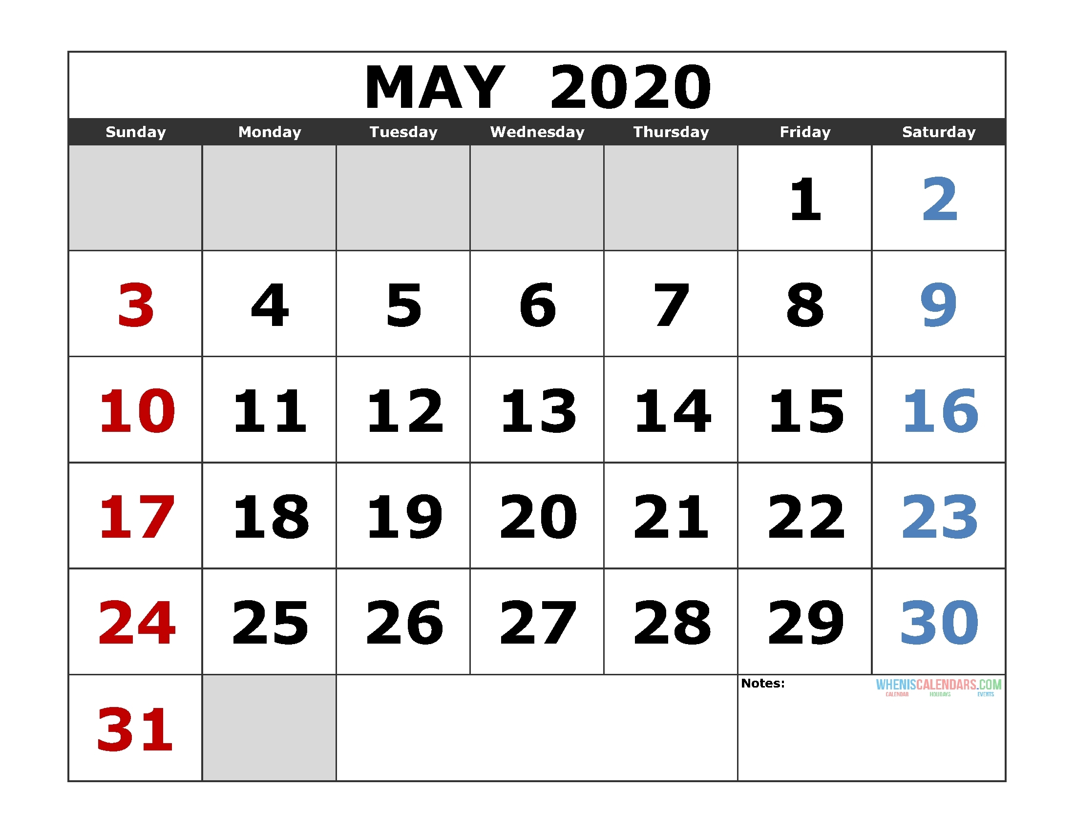 monday to sunday may 2020 template | calendar template