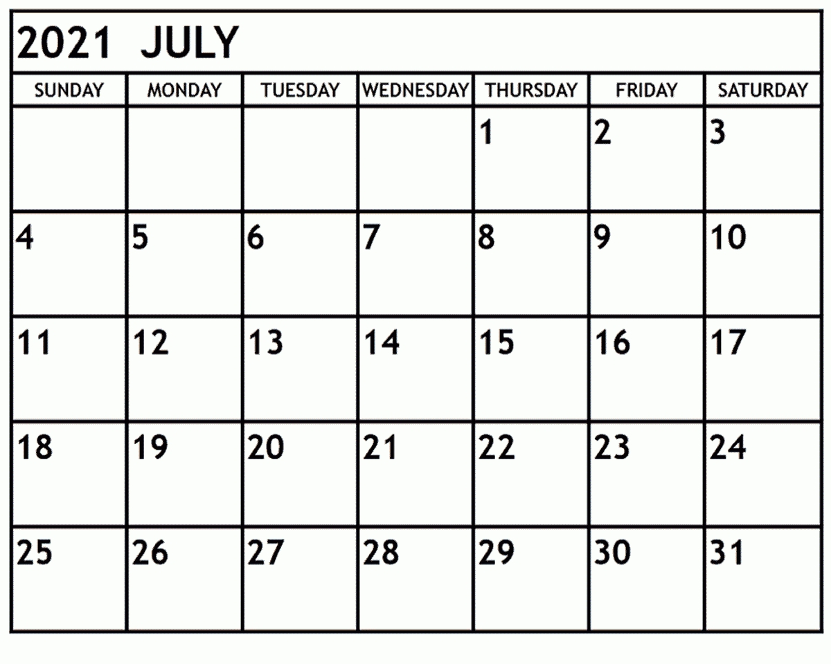 month of july 2021 printable calendar | free printable