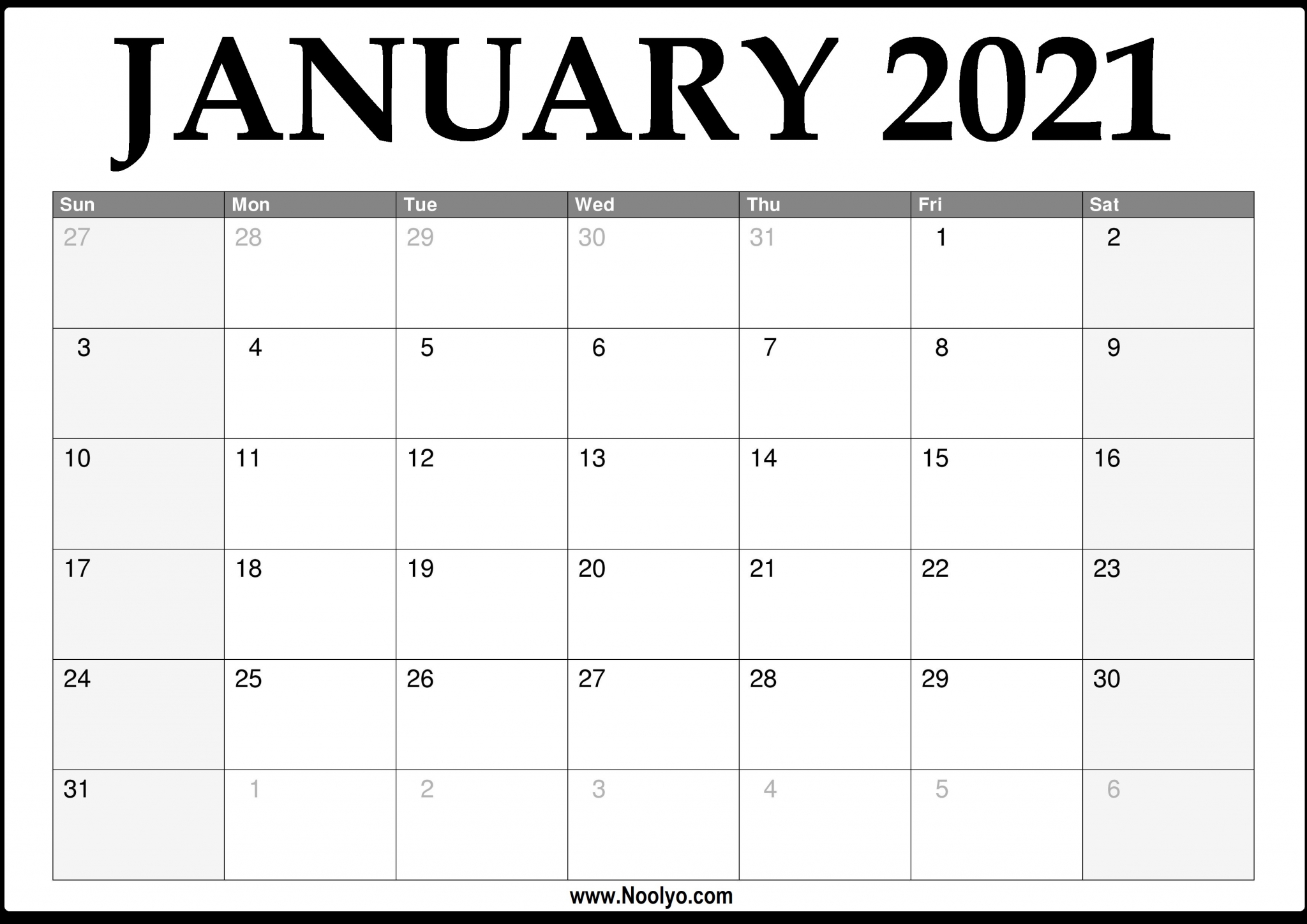 Monthly 2021 Printable Calendar Calendar 2020