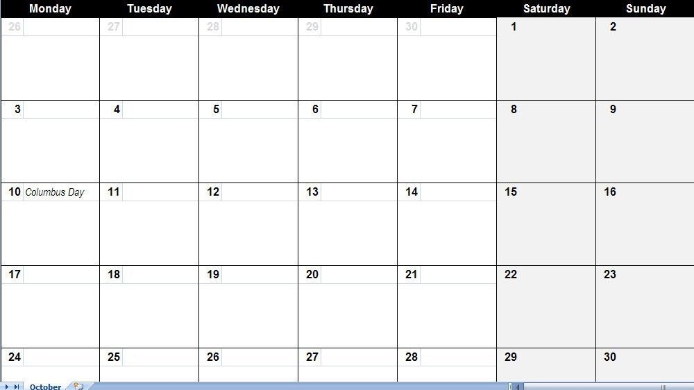 monthly calendar template with large boxes 2 brilliant